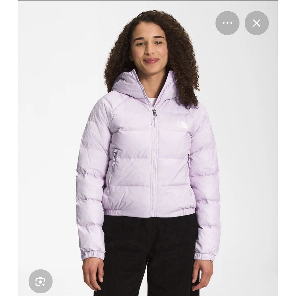 The North Face Hydrenalite Down Hoodie Small Lavender Semi Cropped Puffer EUC
